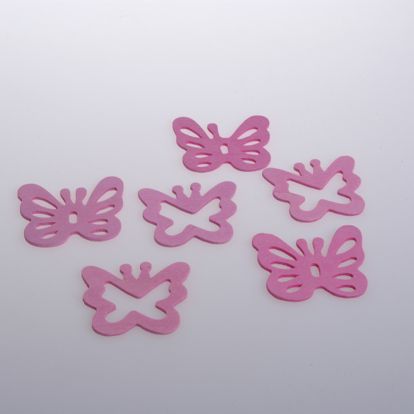 Schmetterlinge aus Holz - 2 verschiedene offene Formen - pink - 5,5cm - 48 St&uuml;ck - 65200 30