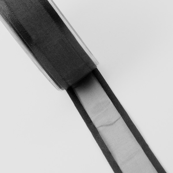 Organzaband mit Satinkante schwarz - 25 mm Breite auf 25 m Rolle - 50025 810-R 025