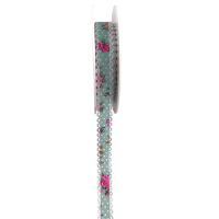 R&ouml;schenband mit Bogenkante - taubenblau-rosa - 15mm...