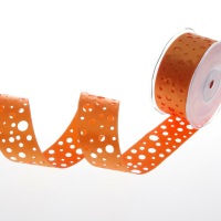 Satinlochband orange - 40 mm Breite auf 20 m Rolle -...