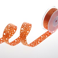 Satinlochband orange - 25 mm Breite auf 20 m Rolle -...