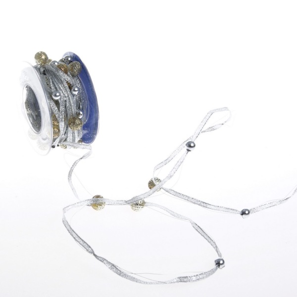 Perlenband - silber - 10mm - 10m - 97563 10