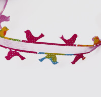 Organza-Ziergirlande &quot;Colorful Birds&quot; - pink - 25mm - 10m - 90131 310