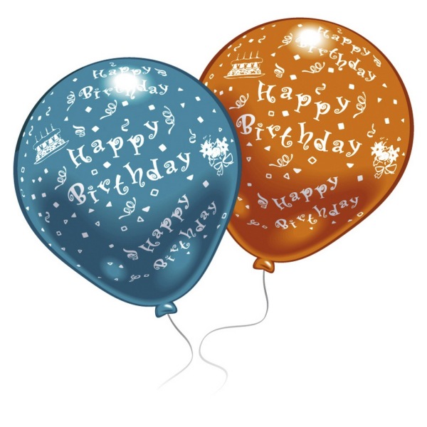 Ballons &quot;Happy Birthday&quot; - 6-fach sortiert - ca. 21cm - 8 St&uuml;ck - 46008