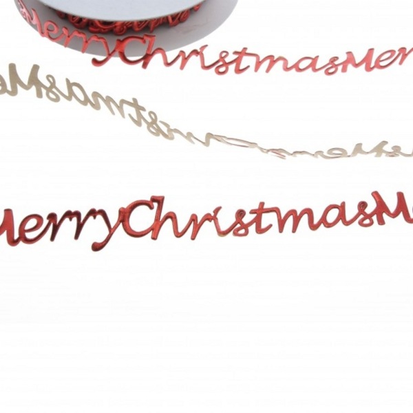 SekleBo&reg; - Selbstklebende Bord&uuml;re 56 mal Merry Christmas je 16cm lang - Farbe Rot - 25 mm Breite - 9,3 m L&auml;nge - 94191-35
