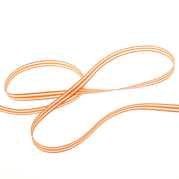Streifenband mit Webkante Orange - Wei&szlig; - 5mm - 20m - 23909-5-20-34