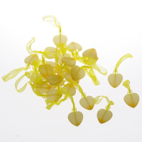 Acrylherzen mit Perle und Aufh&auml;nger Farbe Gelb -...