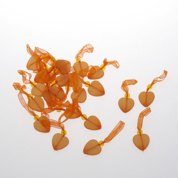 Acrylherzen mit Perle und Aufh&auml;nger Farbe Orange - 24mm - VE = 24 St&uuml;ck - 94244-24-25
