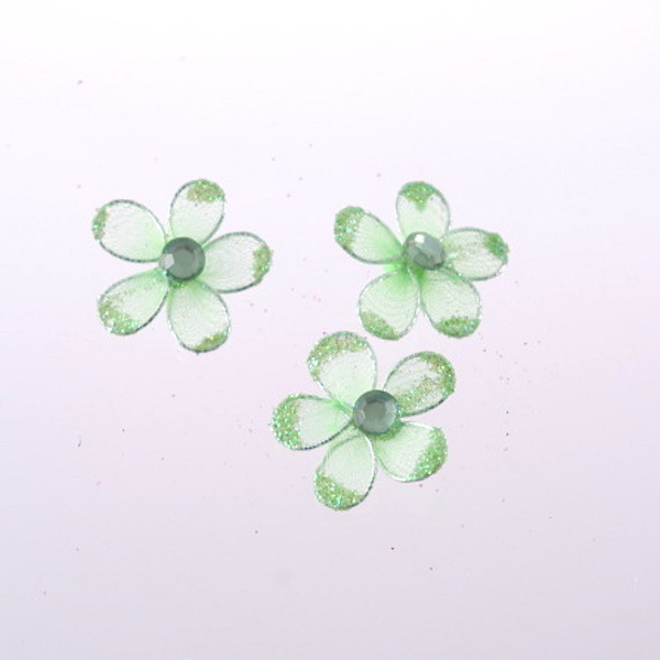 Silkflower mit Perle und Klebepunkt - lindgr&uuml;n - 25 mm - 12 St&uuml;ck - 91030 60