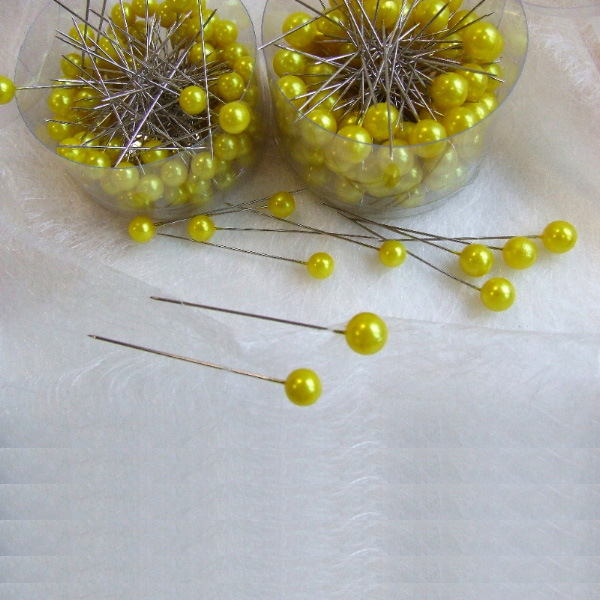 Perlennadeln gemischt - gelb - 8 und 10 mm - 50 St&uuml;ck - 90214