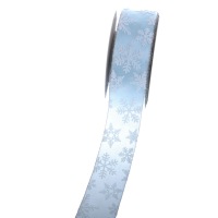 Schneeflockenband mit Drahtkante - Eisblau - 40 mm breit...