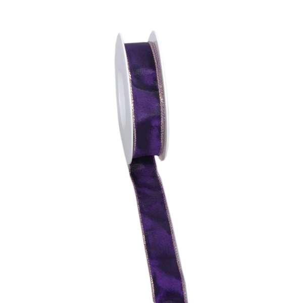 Taftband mit Lurexkante - violett-gold - 25 mm - 25 m auf der Rolle - Geschenkband Schleifenband Dekoband - 3331-25-25-643