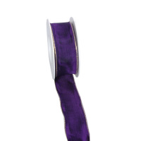 Taftband Violett mit goldener Lurexkante - 40 mm - 25m -...