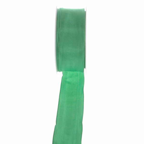 Taftband mit Drahtkante - Apfelgr&uuml;n - breit - Geschenkband - Dekoband - Schleifenband - ca. 40 mm Breite - 25 m L&auml;nge - 3330-40-25-355