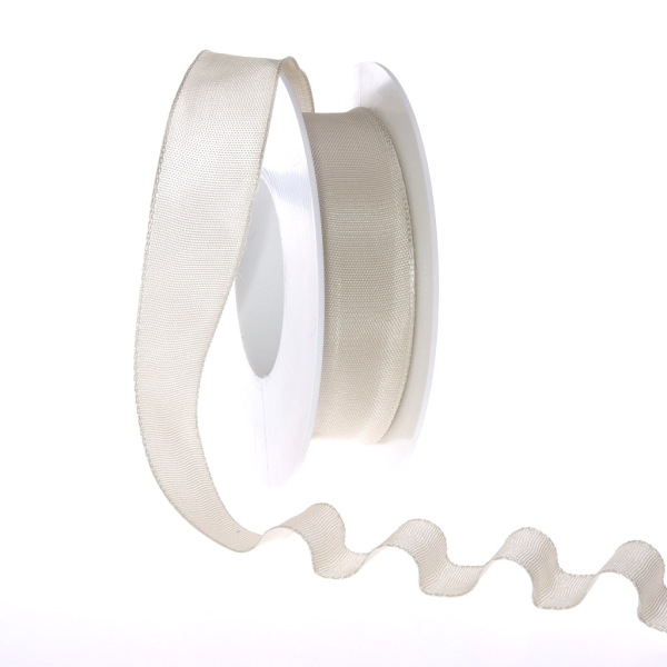 Taftband mit Drahtkante - Beige - schmal - Geschenkband - Dekoband - Schleifenband - ca. 25 mm Breite - 25 m L&auml;nge - 3330-25-25-267