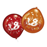 Luftballons - Geburtstag &quot;18&quot; - 5-fach sortiert...