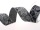Weihnachtsband - Sternenornament mit Drahtkante - schwarz-silber - 50mm 10m - 93133-50-90