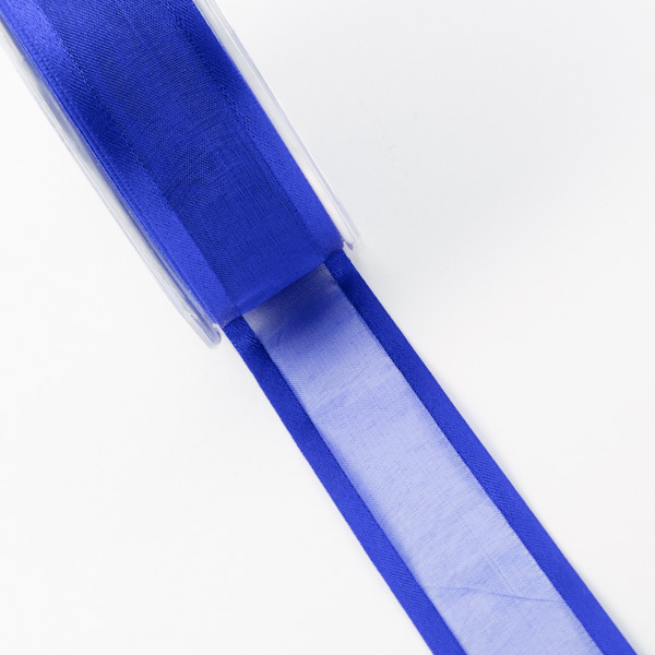 Organzaband mit Satinkante blau - 25 mm Breite auf 25 m Rolle - 50025 508-R 025