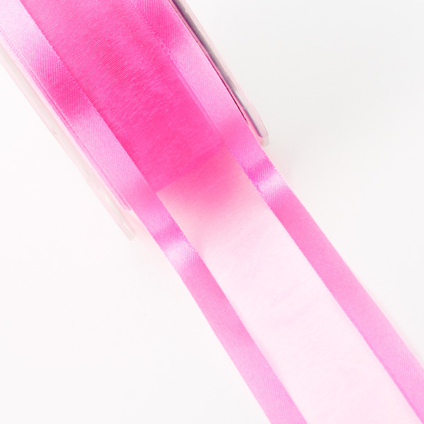 Organzaband mit Satinkante pink - 38 mm Breite auf 25 m Rolle - 50038 206-R 038