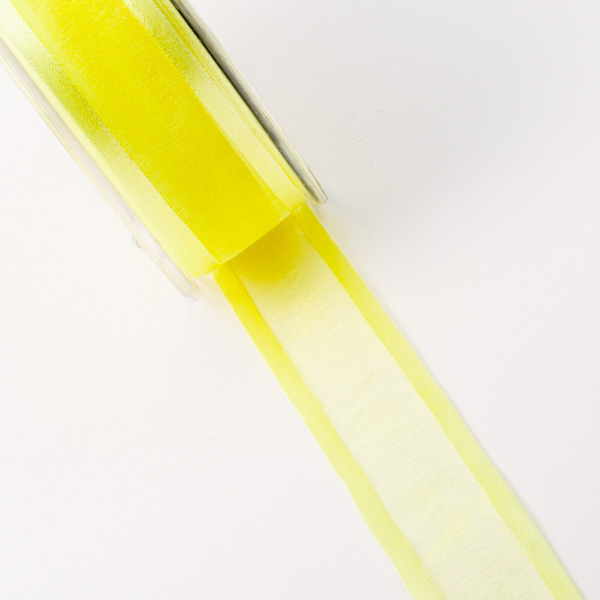 Organzaband mit Satinkante gelb - 25 mm Breite auf 25 m Rolle - 50025 003-R 025