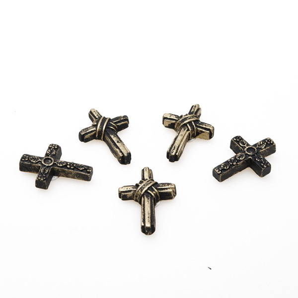 Antikes Kreuz mit Klebepunkt, 2-fach sortiert - Antikgold, ca. 20mm - 12 St&uuml;ck - 92039
