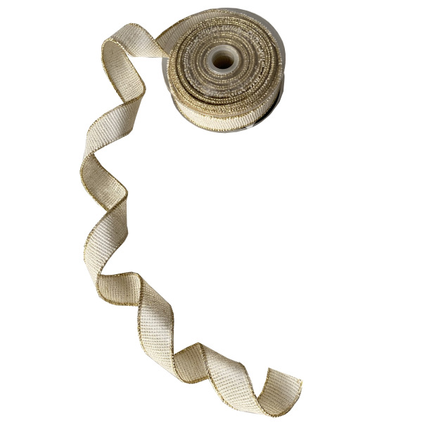 Baumwollband mit Goldkante - col. 002 natur-gold - 99113-25-10-002