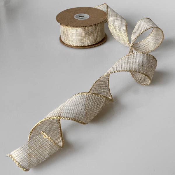 Baumwollband mit Goldkante - col. 002 natur-gold - 99113-40-10-002