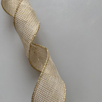 Baumwollband mit Goldkante - col. 002 natur-gold -...